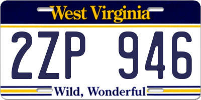 WV license plate 2ZP946
