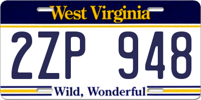 WV license plate 2ZP948