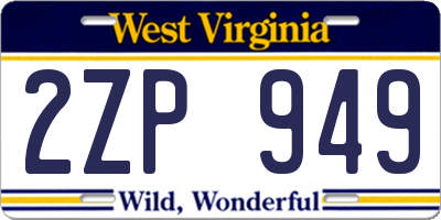 WV license plate 2ZP949