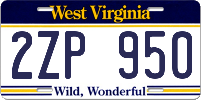 WV license plate 2ZP950