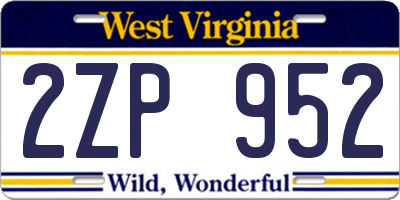 WV license plate 2ZP952