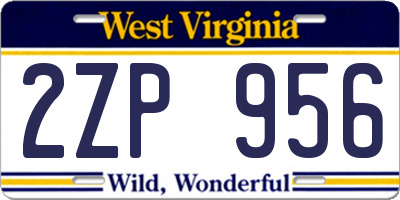 WV license plate 2ZP956
