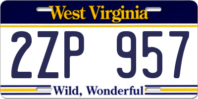 WV license plate 2ZP957