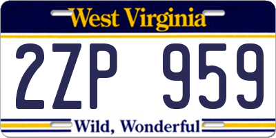 WV license plate 2ZP959