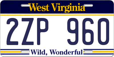 WV license plate 2ZP960