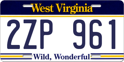 WV license plate 2ZP961