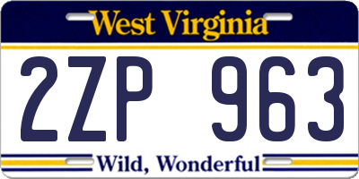 WV license plate 2ZP963