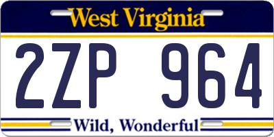 WV license plate 2ZP964