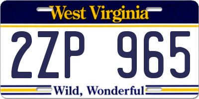 WV license plate 2ZP965
