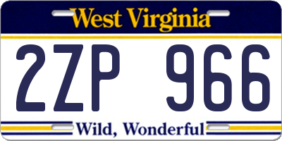 WV license plate 2ZP966