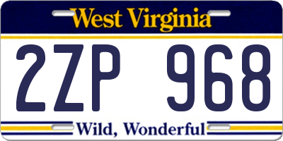 WV license plate 2ZP968