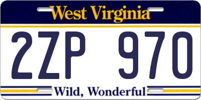WV license plate 2ZP970