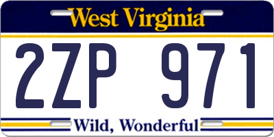 WV license plate 2ZP971