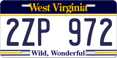 WV license plate 2ZP972