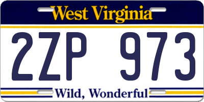 WV license plate 2ZP973