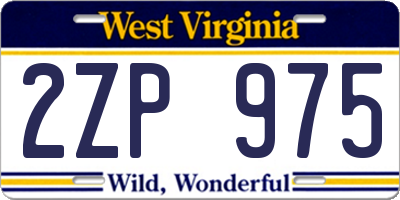 WV license plate 2ZP975