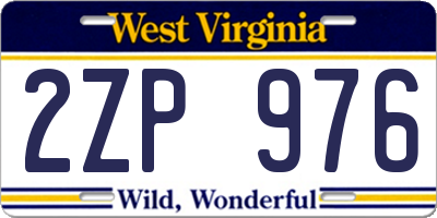 WV license plate 2ZP976
