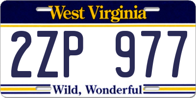 WV license plate 2ZP977