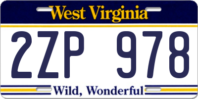 WV license plate 2ZP978