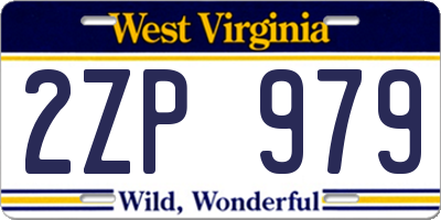 WV license plate 2ZP979