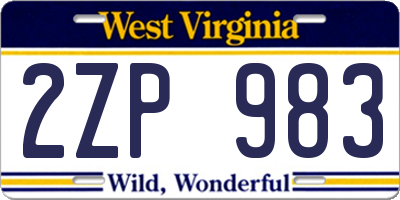 WV license plate 2ZP983