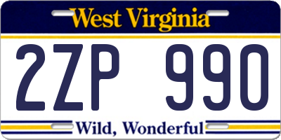 WV license plate 2ZP990