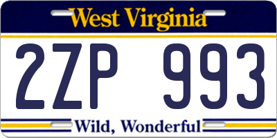 WV license plate 2ZP993