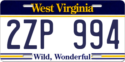 WV license plate 2ZP994