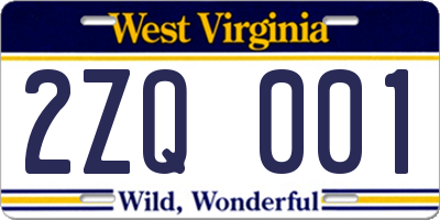 WV license plate 2ZQ001