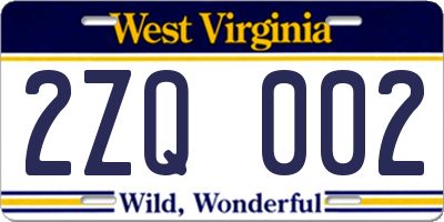 WV license plate 2ZQ002