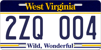WV license plate 2ZQ004