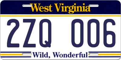 WV license plate 2ZQ006