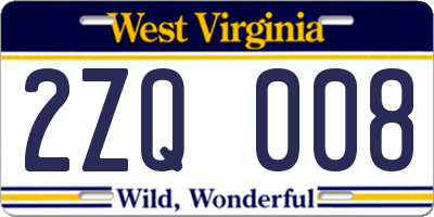 WV license plate 2ZQ008