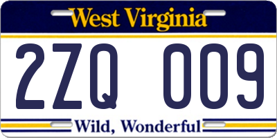 WV license plate 2ZQ009