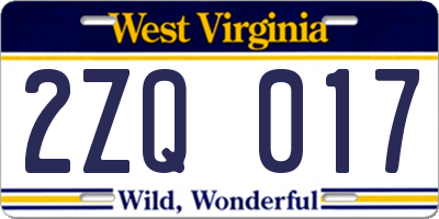WV license plate 2ZQ017