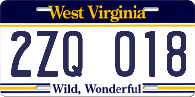 WV license plate 2ZQ018