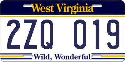 WV license plate 2ZQ019