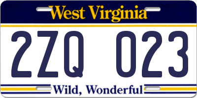 WV license plate 2ZQ023