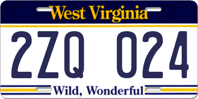 WV license plate 2ZQ024