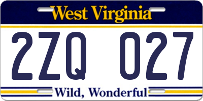 WV license plate 2ZQ027