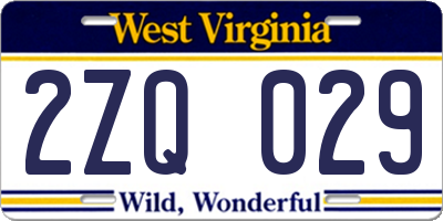 WV license plate 2ZQ029