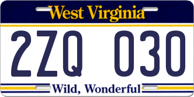 WV license plate 2ZQ030