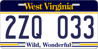 WV license plate 2ZQ033