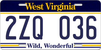 WV license plate 2ZQ036