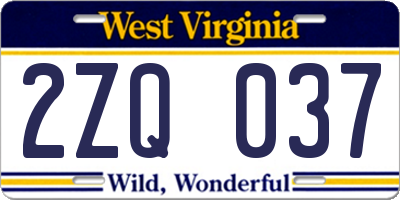 WV license plate 2ZQ037