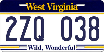 WV license plate 2ZQ038