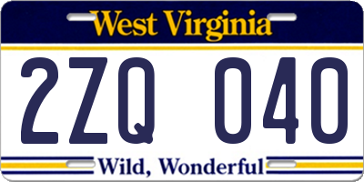 WV license plate 2ZQ040