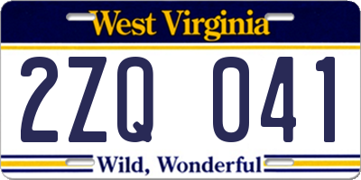 WV license plate 2ZQ041