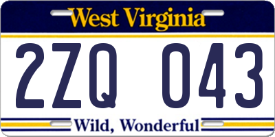 WV license plate 2ZQ043