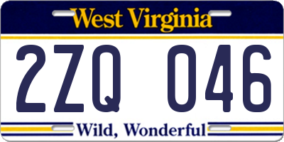 WV license plate 2ZQ046